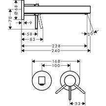 hansgrohe Finoris Mitigeur de lavabo encastré mural, bec 228 mm, bonde à écoulement libre, Chrome