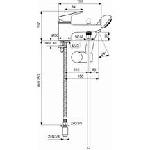 Mitigeur de bain-douche Olyos C2 monotrou avec ensemble douche 1 j chromé réf. D1140AA