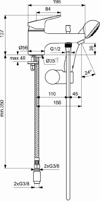 Mitigeur de bain-douche Olyos C2 monotrou avec ensemble douche 1 j chromé réf. D1140AA