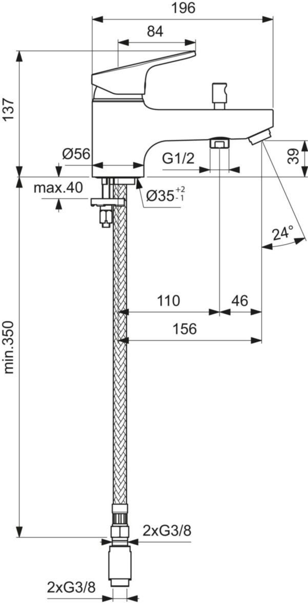 Mitigeur de bain-douche Olyos C2 monotrou sans ensemble douche chromé réf. D1141AA