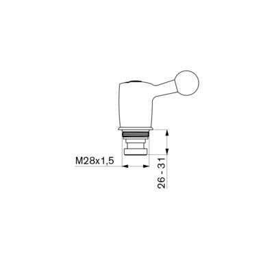 Tête 1/4 de tour à gauche EC de 15 + manette : réf. P295AA85