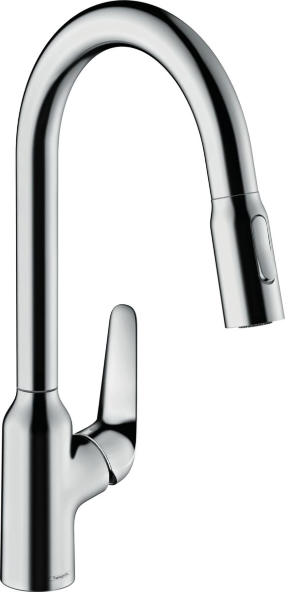 hansgrohe Focus M42 Mitigeur de cuisine 220, avec douchette extractible 2 jets, sBox, Aspect acier inox