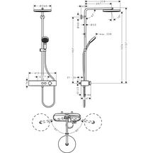 hansgrohe Pulsify S Colonne de douche 260 1jet EcoSmart avec mitigeur thermostatique ShowerTablet Select 400, Bronze brossé