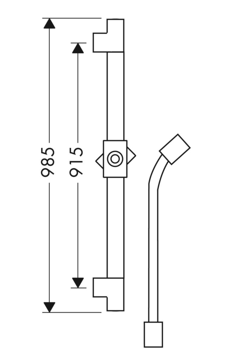 Barre de douche Axor STARCK 90 cm avec flexible 1,60 m 15 x 21 avec 2 écrous cylindriques, chromé réf. 27830000