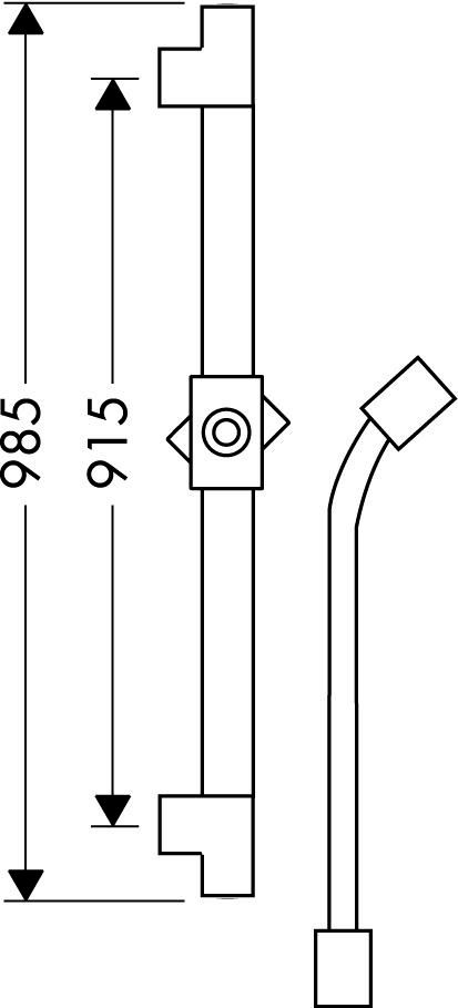 Barre de douche Axor STARCK 90 cm avec flexible 1,60 m 15 x 21 avec 2 écrous cylindriques, chromé réf. 27830000