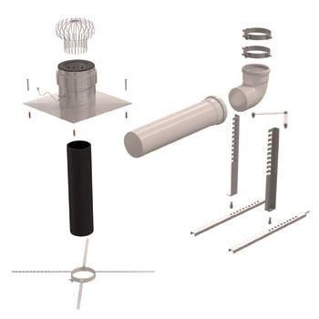 Kit B22p-B23p Chemilux Condensation diamètre 125mm pour installation en entrée murale avec conduit flexible, inox.