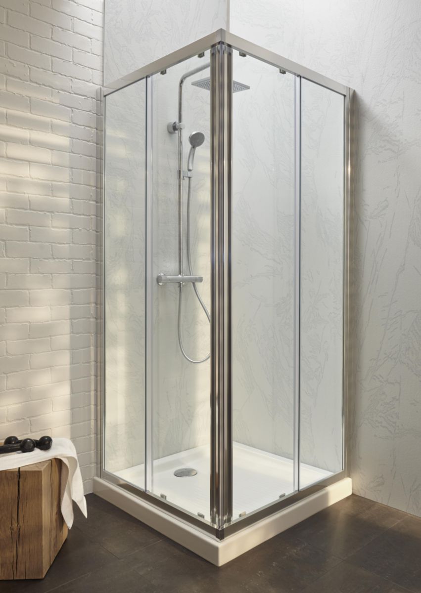 Porte de douche coulissante accès d'angle 90 cm chrome E14A90GA