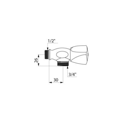 Robinet de service mural alimentation de machine à laver M 1/2 M 3/4 D276020