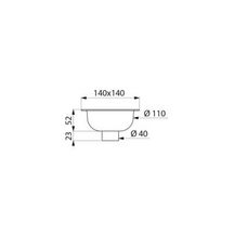 Siphon de sol à encastrer pour salle de douche ou caniveau à pente laiton chromé 140x140 pour garde d'eau 20mm sortie D40 H78mm réf.684000