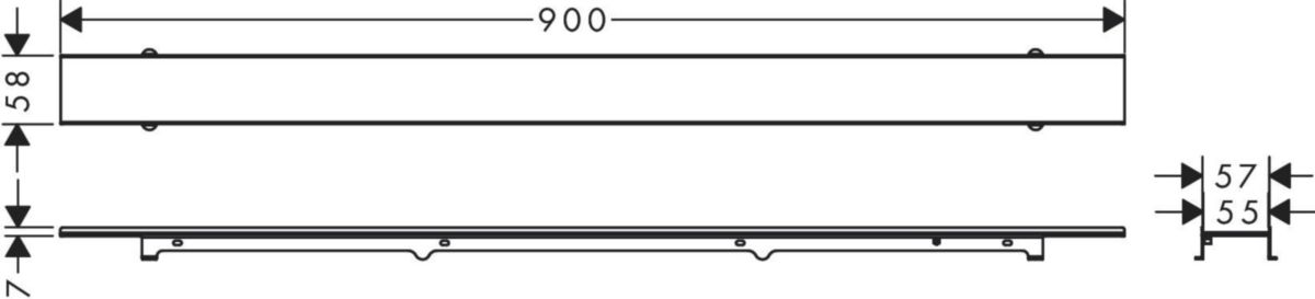 hansgrohe RainDrain Rock Caniveau de douche linéaire 800 découpable et carrelable