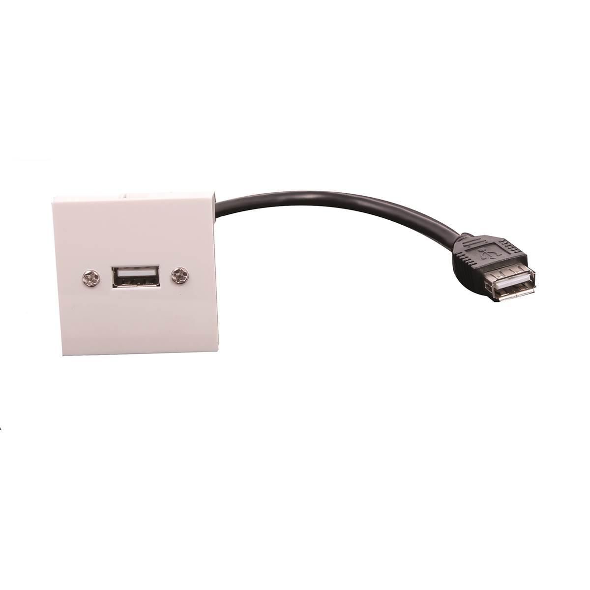 Plastron USB 45x45 femelle avec rallonge femelle - longueur rallonge 0,2 m Réf. 43250