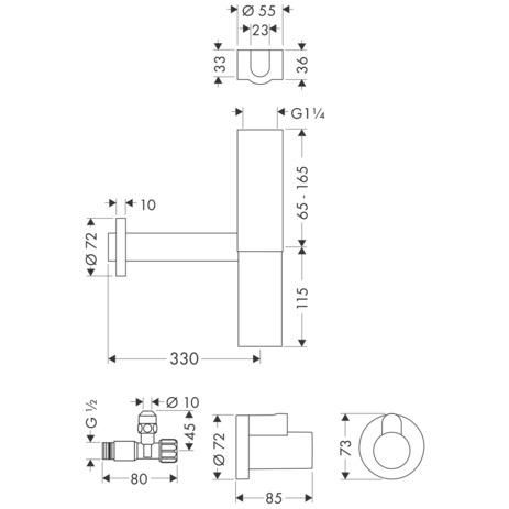 AXOR Siphon Flowstar, set complet, Laiton brossé