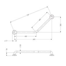 Barre à 135° inox 2 fixations diamètre 32 x 400 x 400 mm libre service réf. 01263-LS