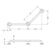 Barre à 135° inox 3 fixations D 32 x 400 x 400 mm libre service réf. 01264-LS