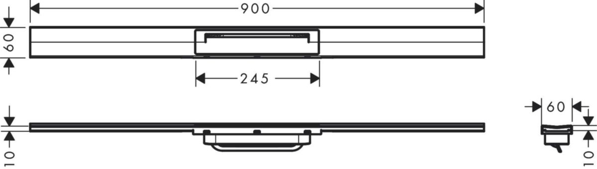 hansgrohe RainDrain Flex Caniveau de douche linéaire 900 découpable pour montage libre, Acier inoxydable brossé