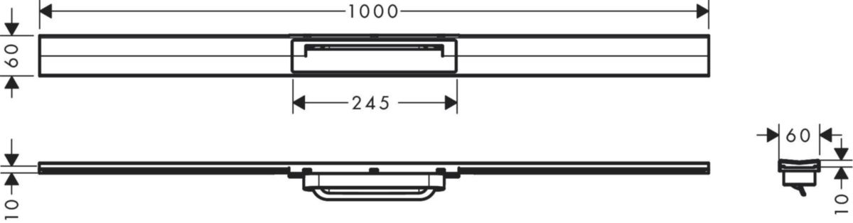 hansgrohe RainDrain Flex Caniveau de douche linéaire 1000 découpable pour montage libre, Noir mat