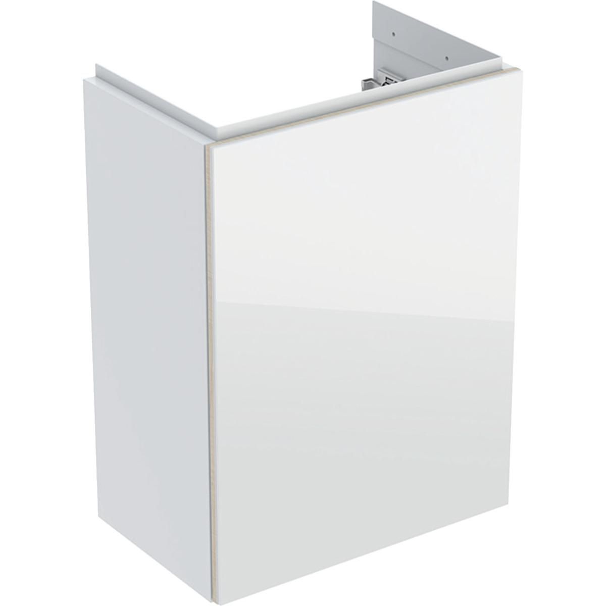 Meuble bas pour lave-mains Acanto - 1 porte - siphon - 39,5 x 53,5 x 24,5 cm - corps : laqué ultra-brillant / blanc - porte : verre brillant / blanc Réf. 500.607.01.2