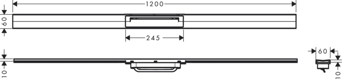 hansgrohe RainDrain Flex Caniveau de douche linéaire 1200 découpable pour montage libre, Noir chromé brossé