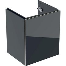 Meuble bas pour lave-mains Acanto - 1 porte - siphon - 44,5 x 53,5 x 37,5 cm - corps : laqué mat / noir - porte : verre brillant / noir Réf. 500.608.16.1