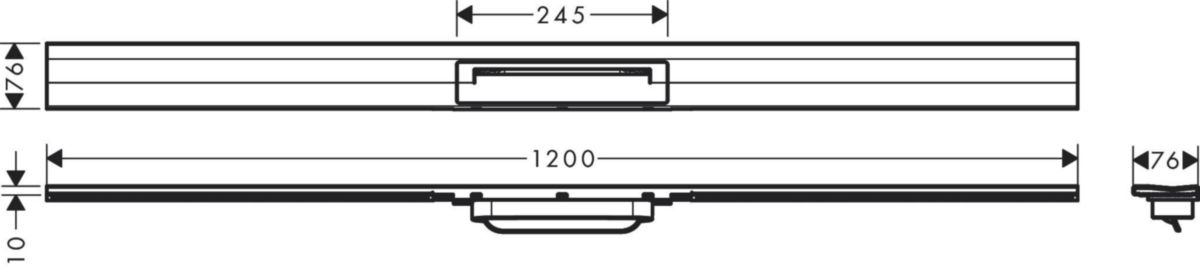 hansgrohe RainDrain Flex Caniveau de douche linéaire 1200 à découper pour installation contre le mur, Noir chromé brossé