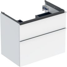 Meuble sous lavabo 75 cm Geberit iCon 2 tiroirs poignée Chrome, Blanc brillant