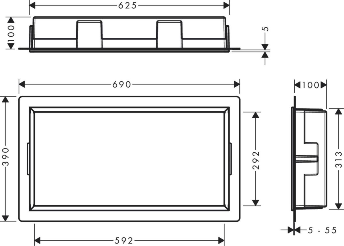 hansgrohe XtraStoris Original Niche murale 300/600/100 avec cadre intégré, Blanc mat