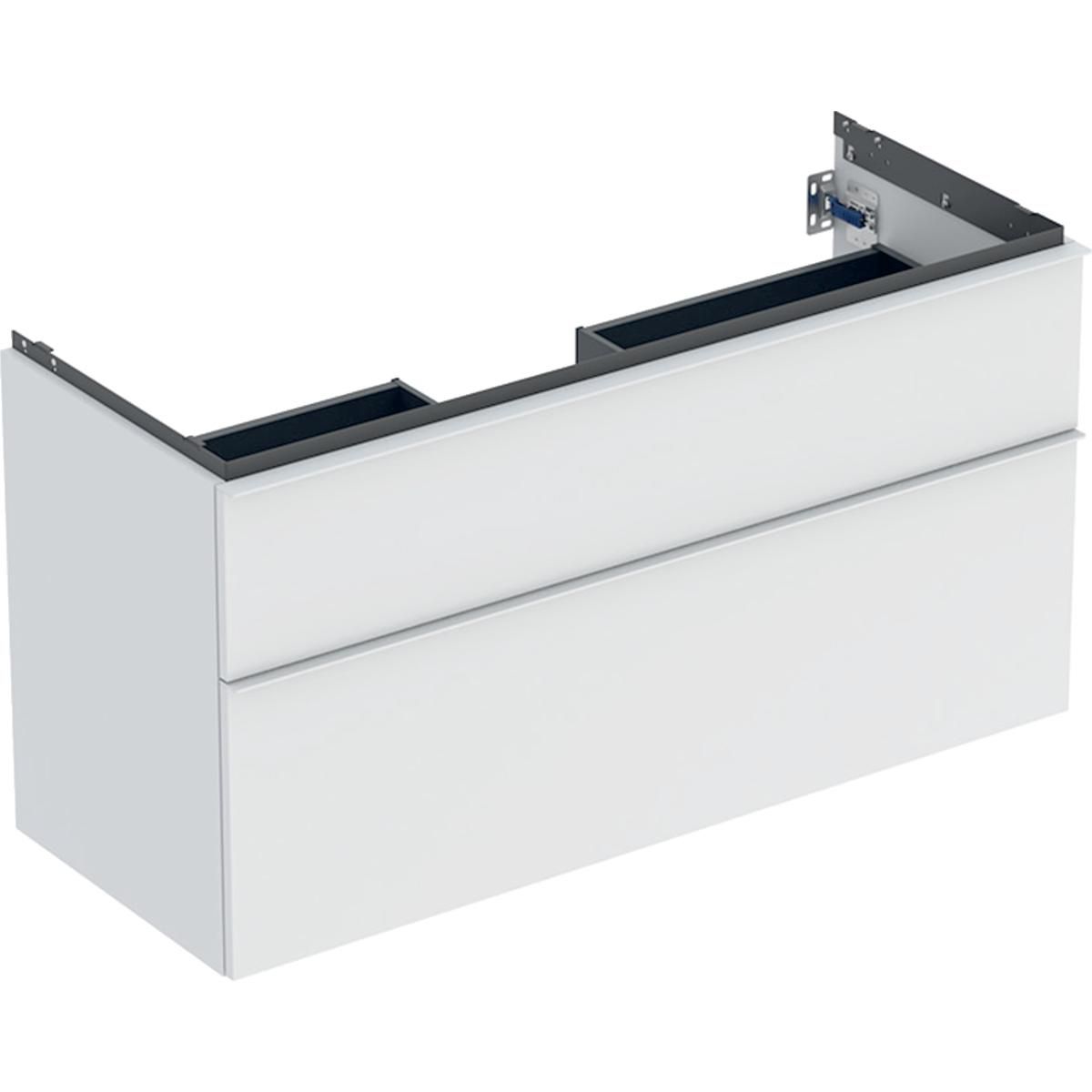 Meuble sous lavabo 120 cm 1 cuve Geberit iCon 2 tiroirs Blanc mat