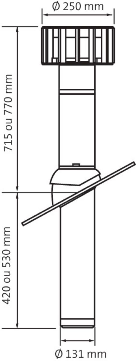 Terminal Multivent diamètre 131mm pente 25 à 46° noir