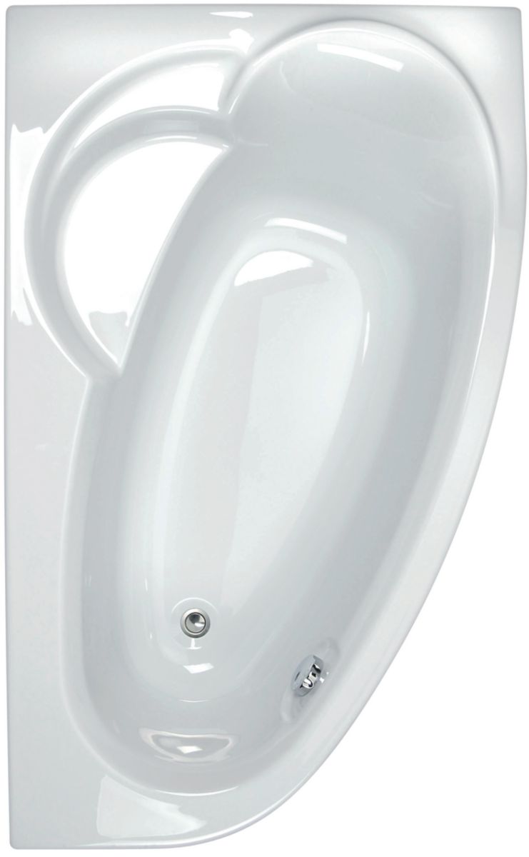 Baignoire asymétrique LADIVA 175x110 cm gauche, vidage standard non fourni, profondeur interne 44 cm, en toplax, contenance 130 litres, blanc réf. 199057