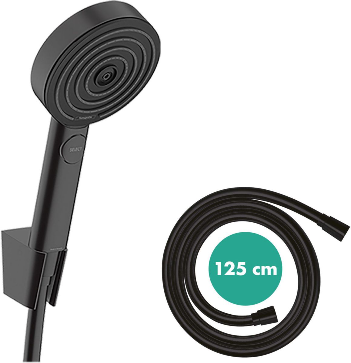 hansgrohe Pulsify Select S Ensemble support mural et douchette 105 3jet Relaxation avec flexible 125 cm, Noir mat