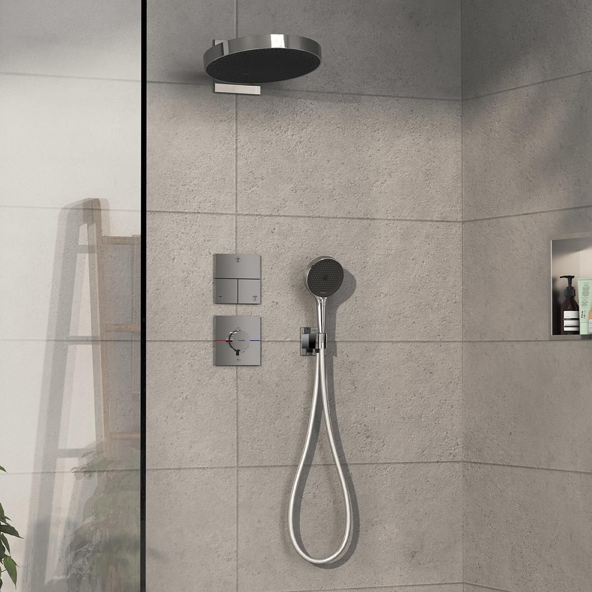 hansgrohe ShowerSelect Comfort E Set de finition pour mitigeur thermostatique encastré avec 1 fonction, Chrome