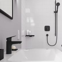 hansgrohe Logis Mitigeur de lavabo 100 sans tirette ni vidage, Noir mat