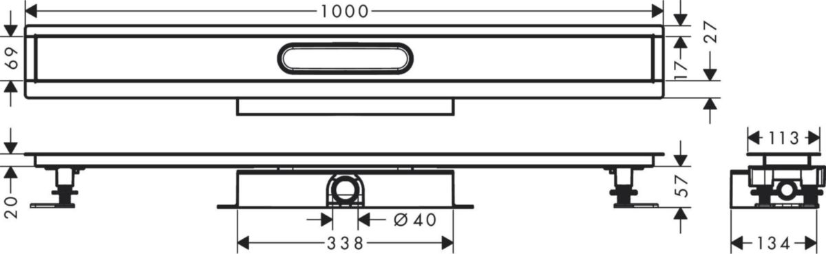 hansgrohe uBox universal Set complet pour installation faible hauteur des caniveaux Raindrain Match ou Rock - 100 cm