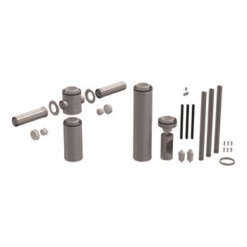 Kit départ pour système collectif concentrique 3CET diamètre 160/250 avec piquage 80/125 pour 2 Appareils à 180° avec support trepied sol