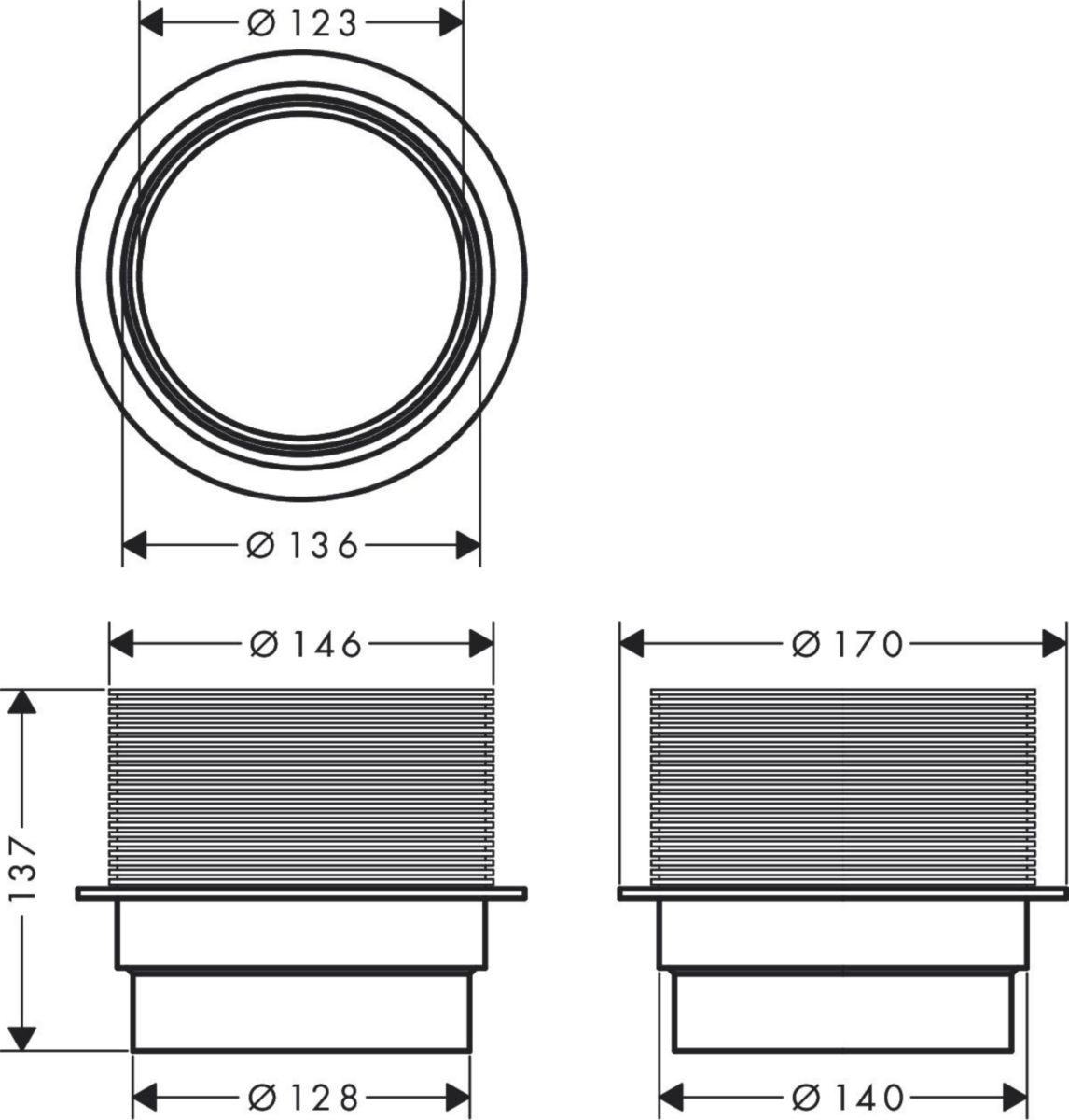 hansgrohe RainDrain Spot Pièce de compensation de la hauteur