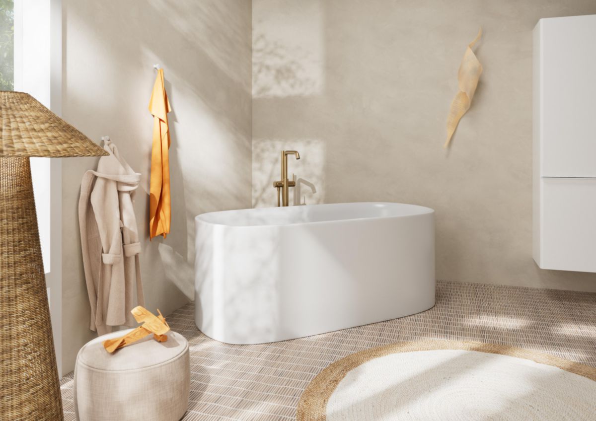 hansgrohe Tecturis S Mitigeur de baignoire encastré, sur pied, avec douchette, Bronze brossé