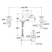 Lavabo Chambord 3 trous chrome avec vidage réf. CH11351