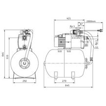 Groupe de surpression HiMulti 3 H 2,936m3/h kW monophasé (230 V, 50 Hz) avec réservoir de 50 L Ref.2549340