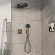 hansgrohe ShowerSelect Comfort Q Set de finition pour mitigeur thermostatique encastré avec 2 fonctions, Bronze brossé