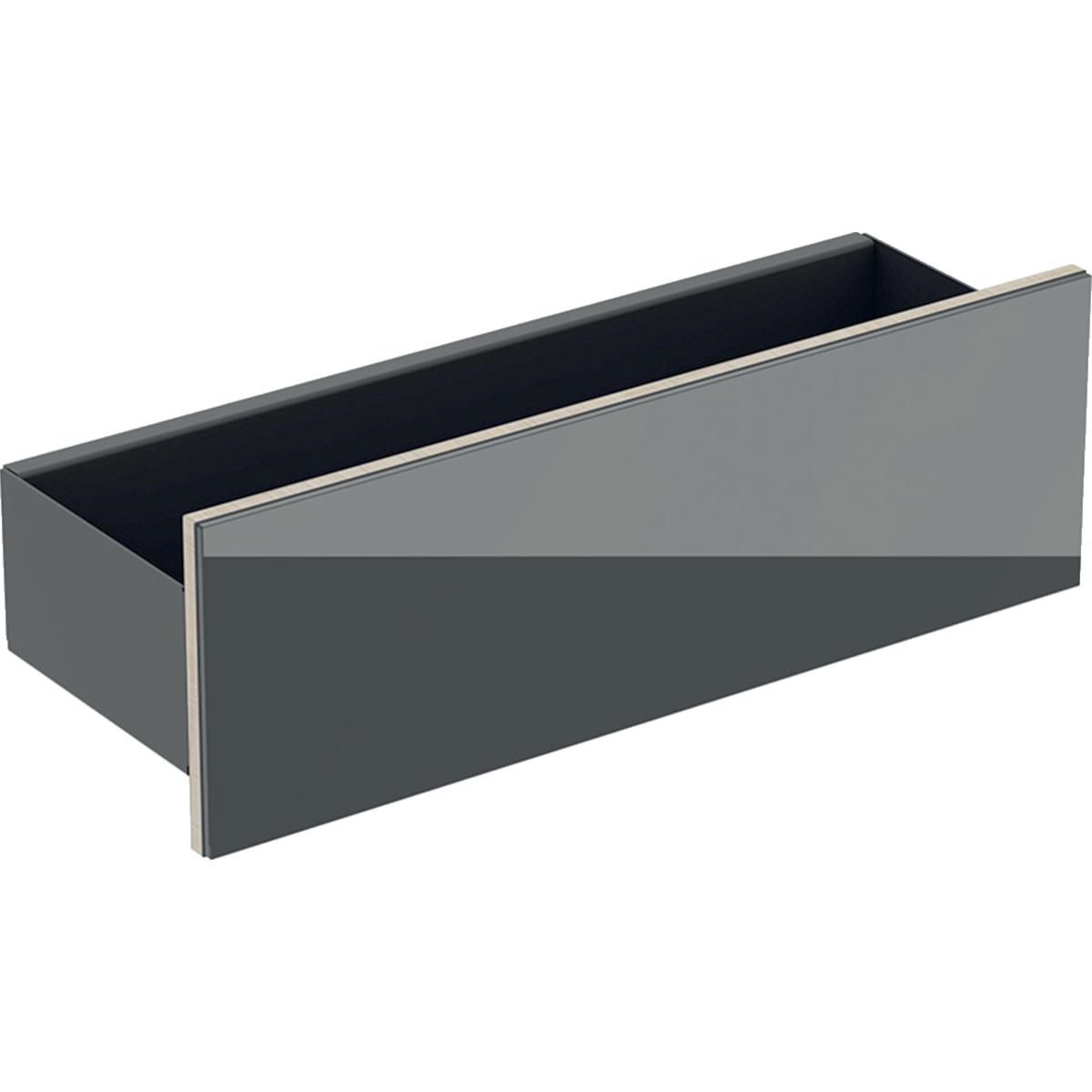 Etagère murale Acanto - 45 x 14,8 x 15,9 cm - corps : thermopoudré mat / gris velouté - façade : verre brillant / gris velouté Réf. 500.617.JK.2