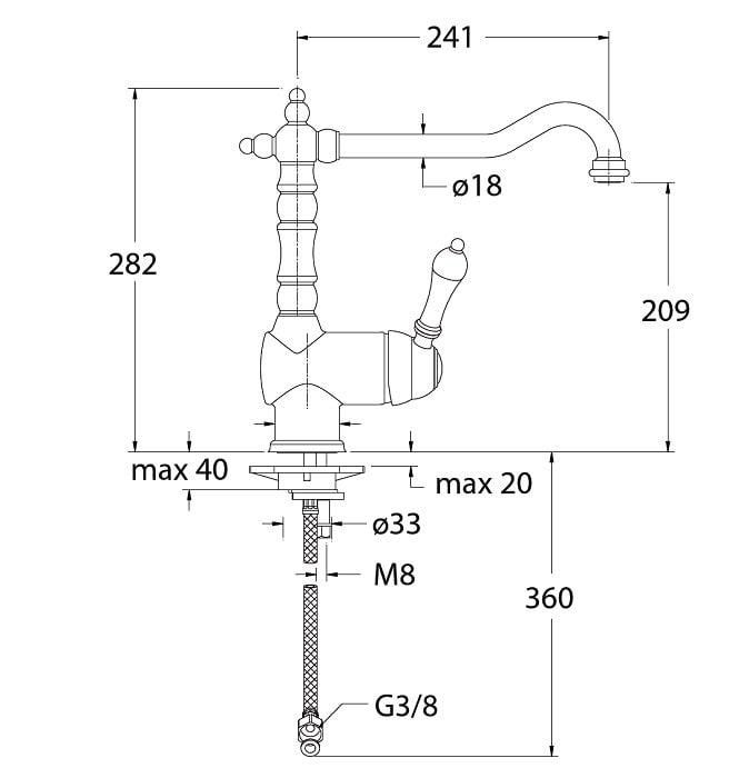 Mitigeur évier FARFALLE avec bec orientable, Chromé Réf FR13351