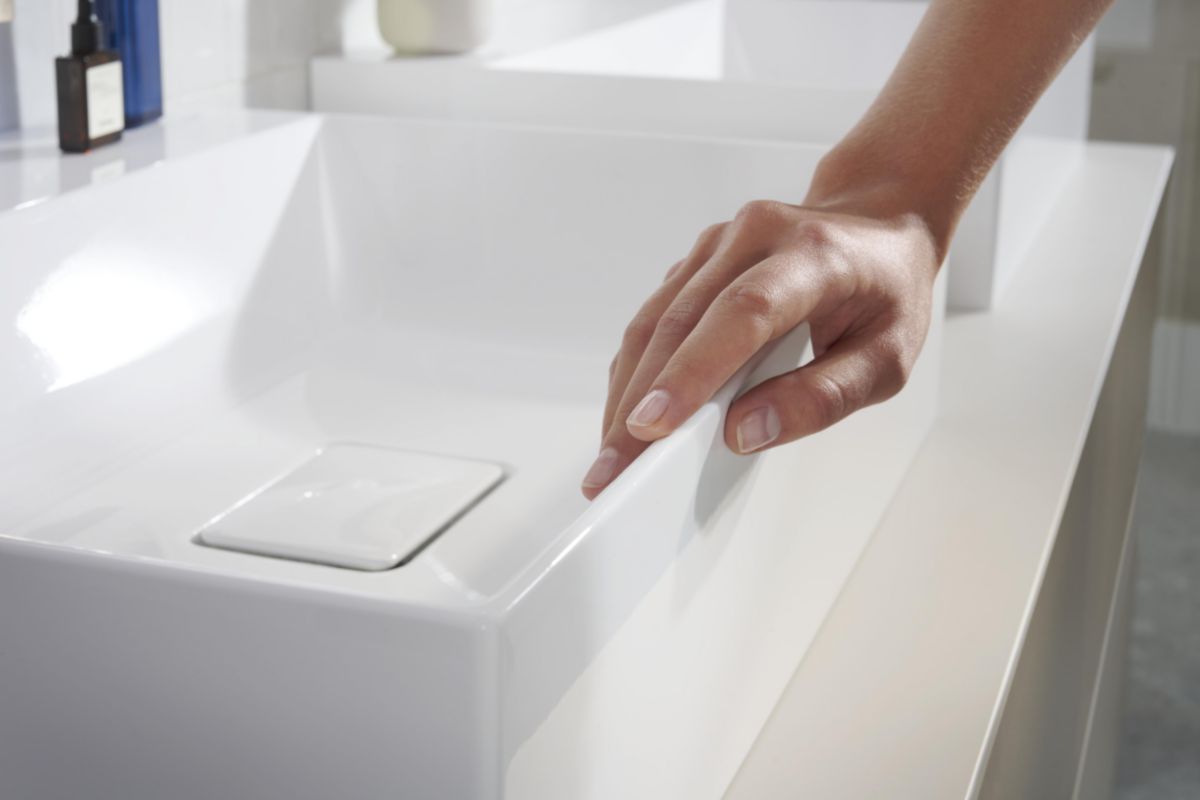 hansgrohe Xevolos E Lavabo à poser 600/480 sans trop plein ni trou pour robinet, SmartClean, Blanc