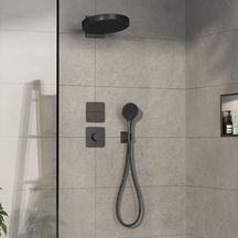 hansgrohe ShowerSelect Comfort Q Set de finition pour mitigeur thermostatique encastré, Noir chromé brossé