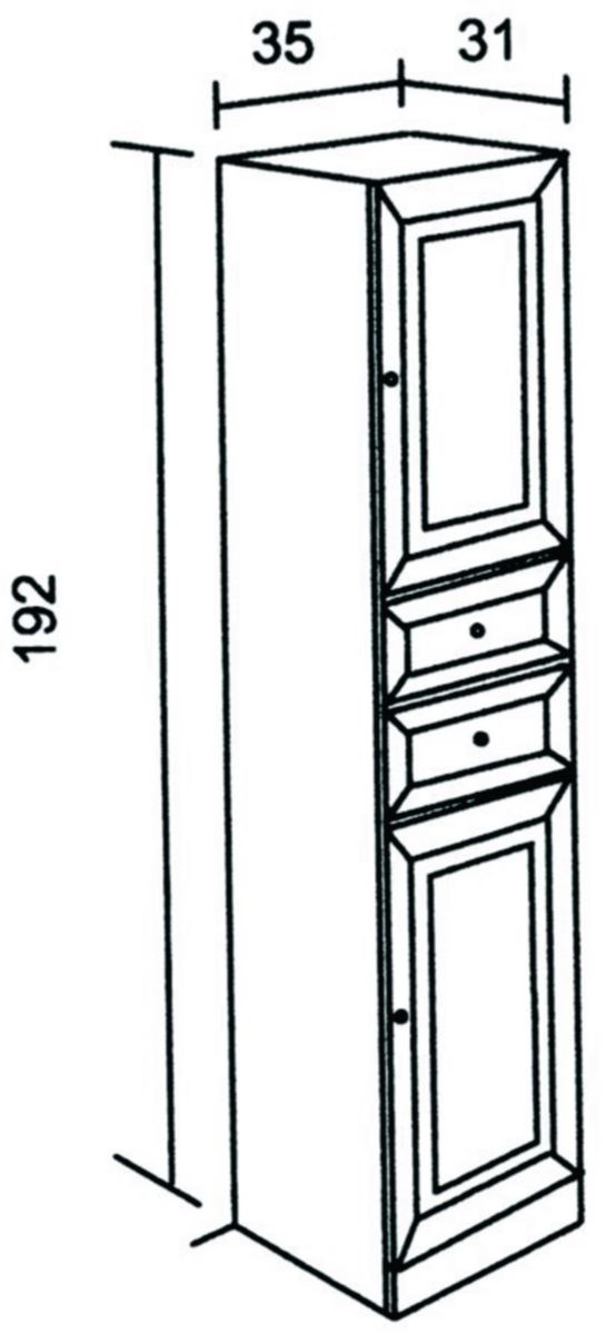 Colonne SLIMO 2 - blanche 35 cm 2 portes 2 tiroirs