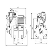 Jet HWJ-203-EM-2 Installation de distribution d'eau auto-amorçante avec pompe centrifuge compacte à aspiration horizontale et refoulement vertical Ref. 2549380