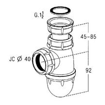 Siphon d'évier à écrou réglable en hauteur diamètre 40mm blanc rèf. 0204002