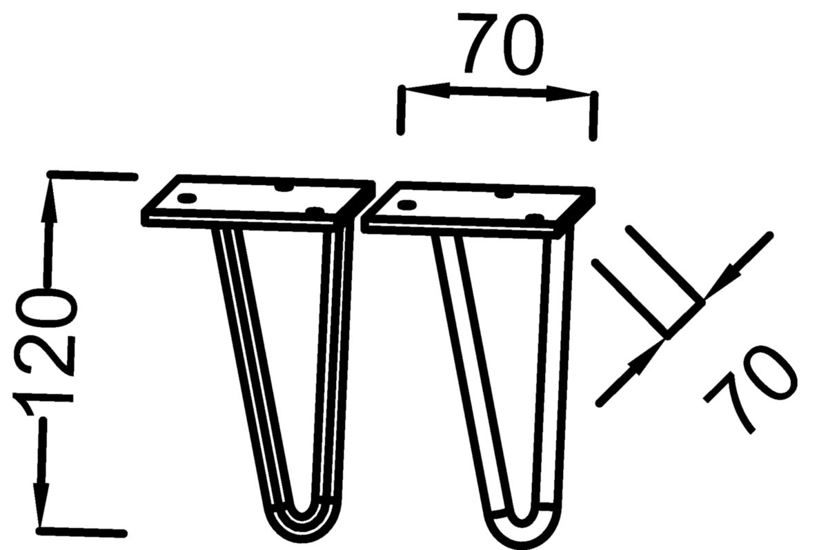 Paire de pieds H12 cm. en acier. Finition doré Réf. EB2568-GLD