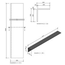 Coffre d habillage Mensolo L 2600x300x300 mm Réf. 074300693