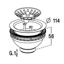 Bonde pour évier inox D114 à panier manuel sans trop plein réf 0204122