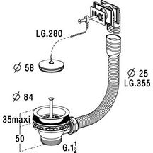 Bonde évier bouchon avec chaînette Polypropylène 0204601